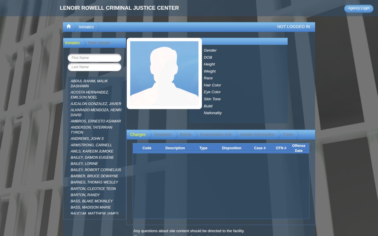Pearl River County released inmate search with Current and Past Inmate controls