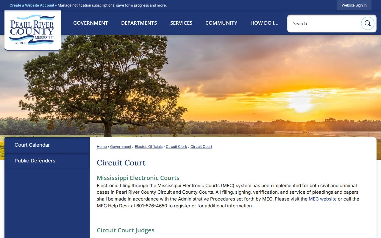 Pearl River County release record court search and MEC docket resources