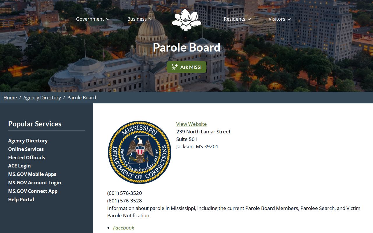 Mississippi Parole Board contact for Pearl River County post-release supervision