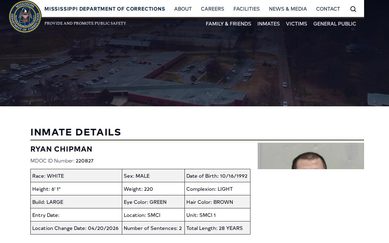 MDOC Pearl River County conviction and Tentative Release Date lookup